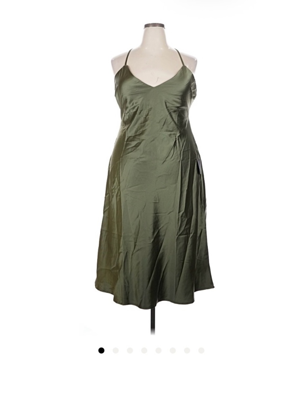Lulu's Olive Green Satin Slip Dress with Spaghetti Straps